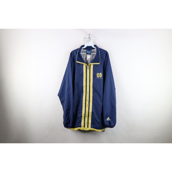 adidas Other - Vintage Adidas Mens Size XL Notre Dame University Lined Windbreaker Jacket Blue